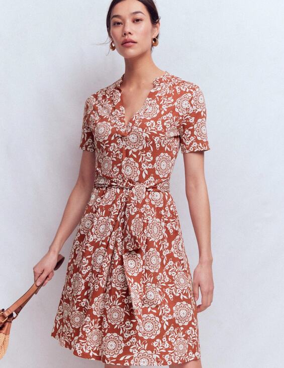 Boden Dresses & Skirts - BODEN Daisy Flippy Jersey Dress Decorative Blossom Brown Sz 10R $149 {QQ3}